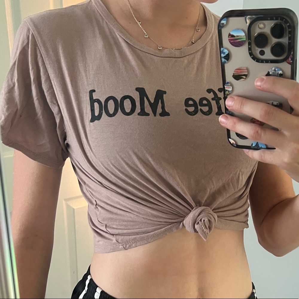 Coffee Mood Crop Tie Top